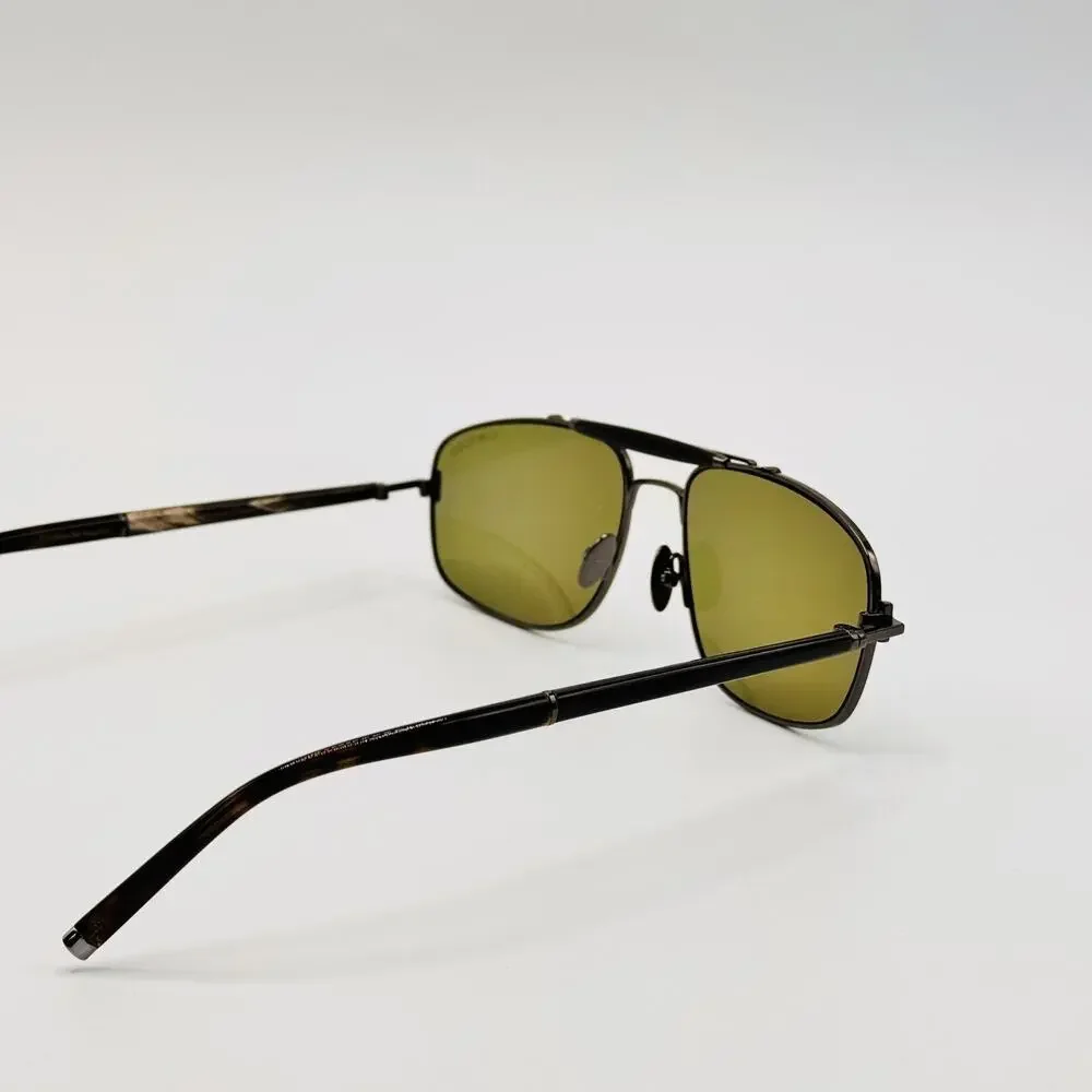 Tom Ford Sunglasses FT1127-P 08N Titanium and Horn Navigator Green Lens 57mm New